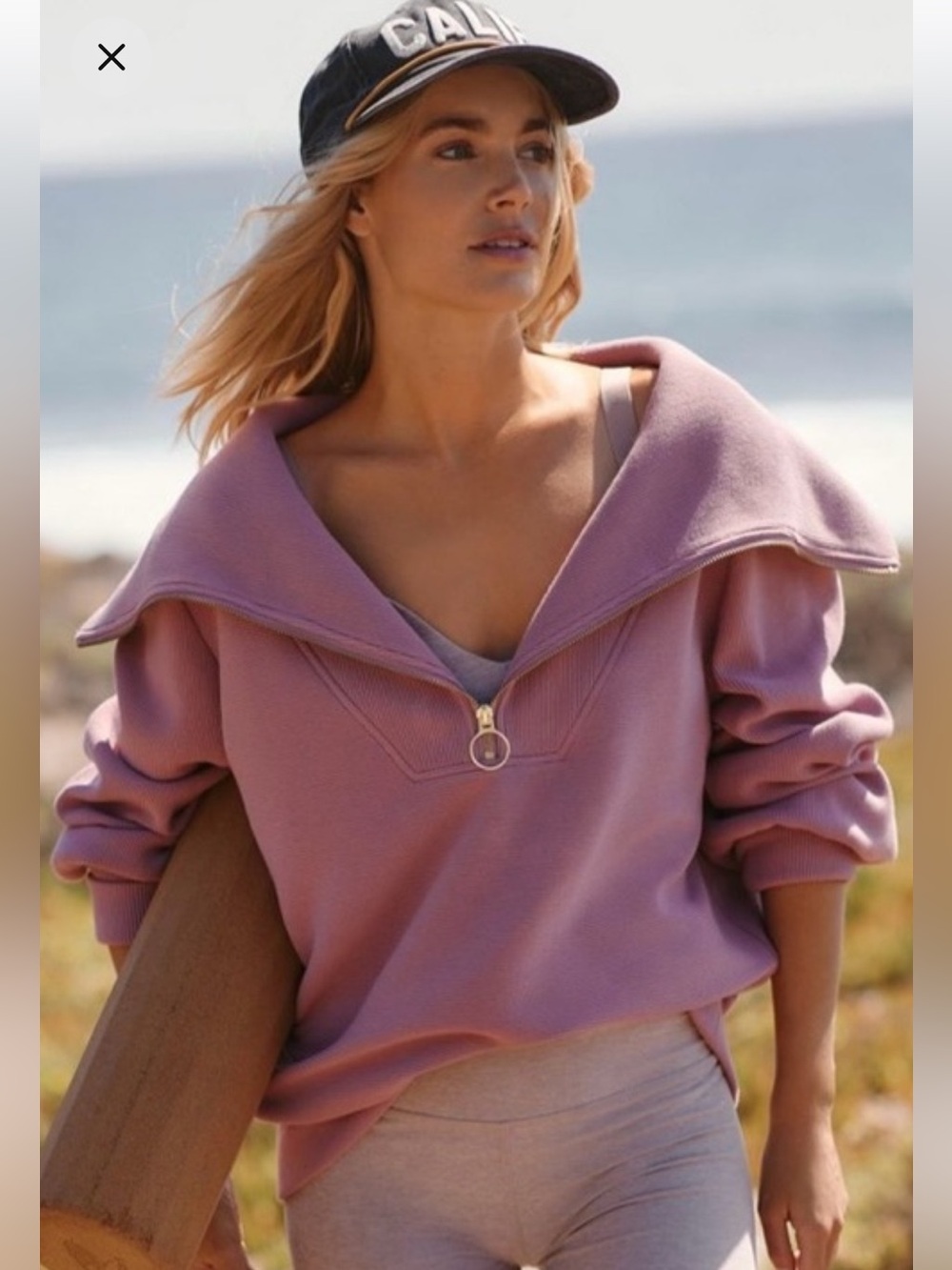 Varley Vine Half Zip Pullover Large Nostalgia Rose Ottoman Rib Sweatshirt